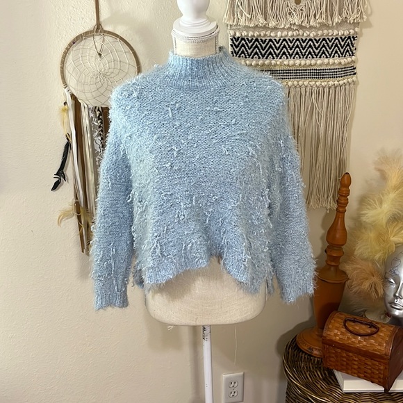 Altar’d State Powder Blue Eyelash Turtleneck Knit Sweater/ Size XS/S - Picture 1 of 6